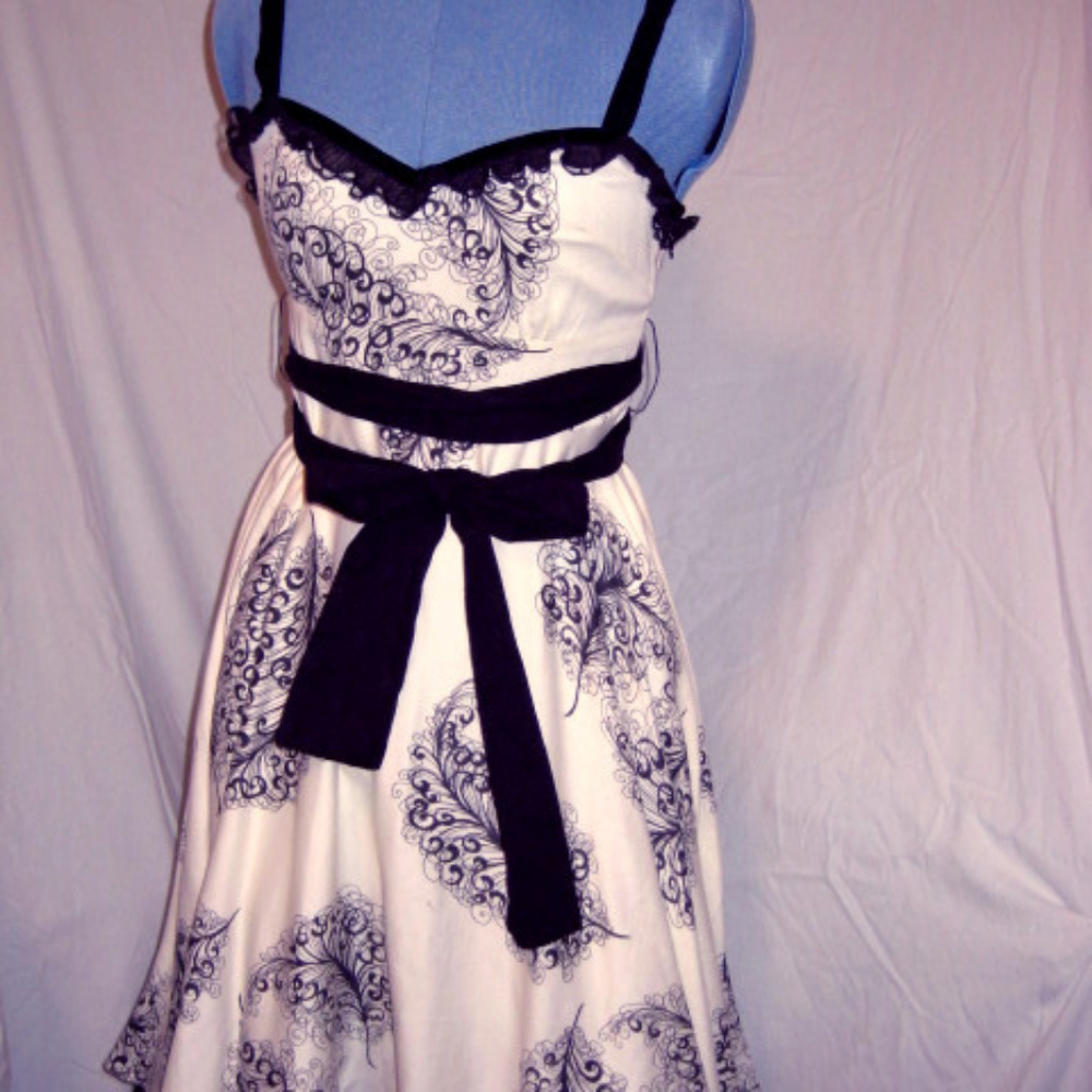 Black and white feather dress